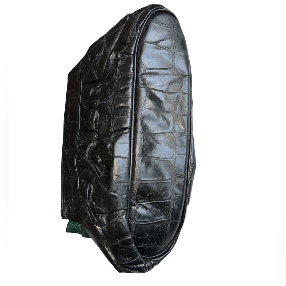 80's Black Samir🦎 Leather Reptile Patchwork Clutch Handbag🌵 - Picture 4 of 6
